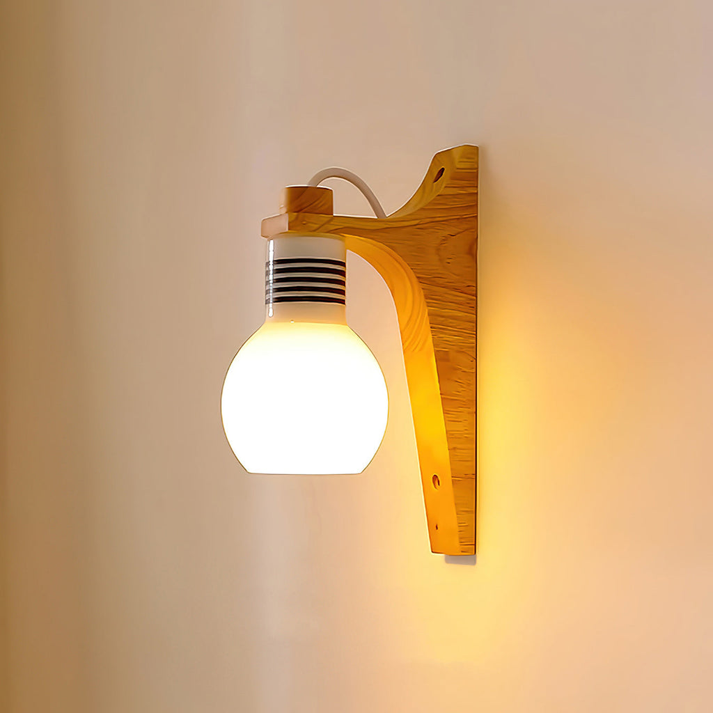 Picle Rubber Wood & Glass Wall Light