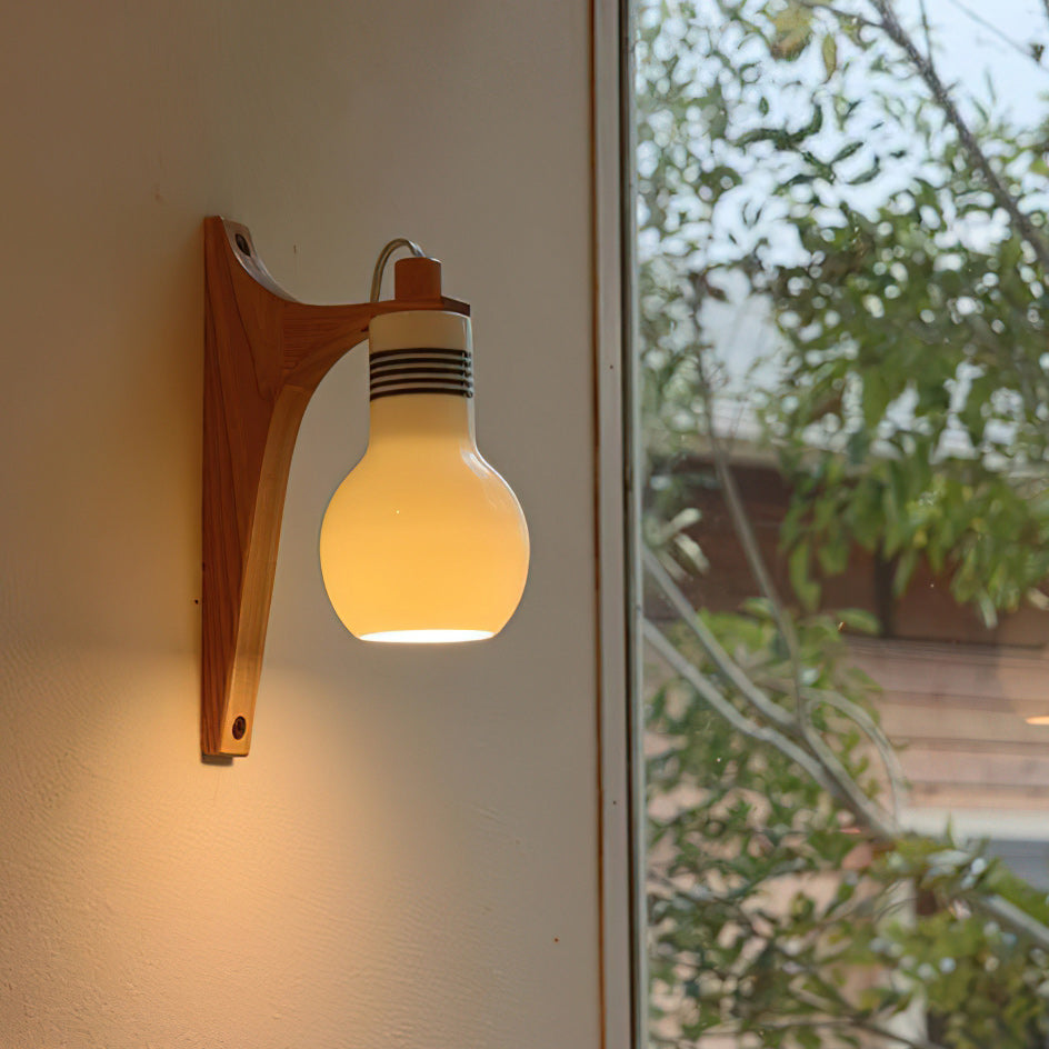 Picle Rubber Wood & Glass Wall Light