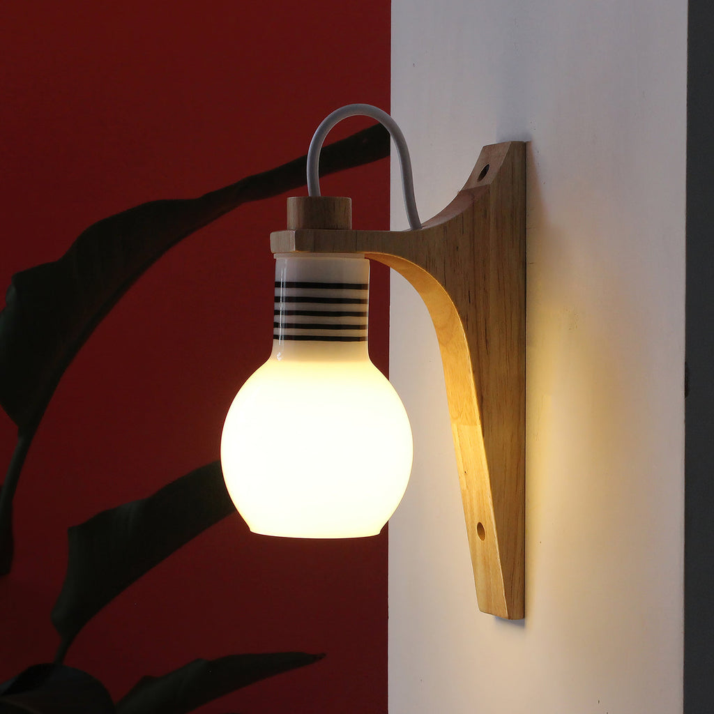 Picle Rubber Wood & Glass Wall Light