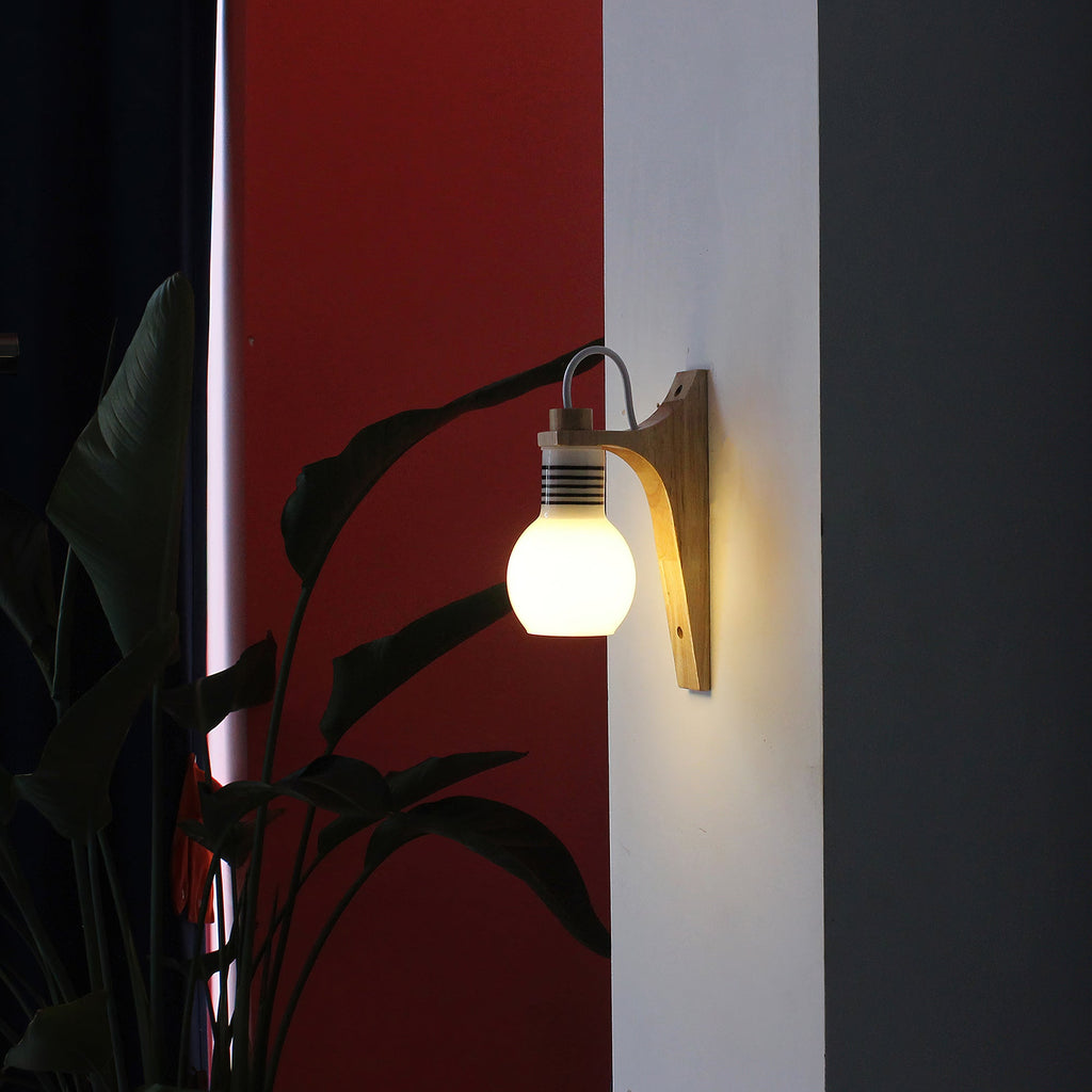 Picle Rubber Wood & Glass Wall Light