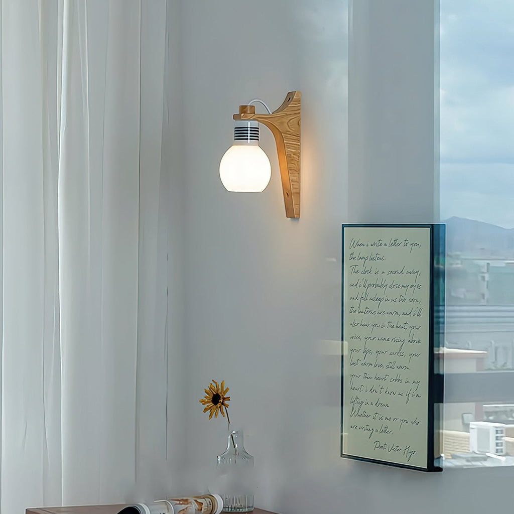 Picle Rubber Wood & Glass Wall Light