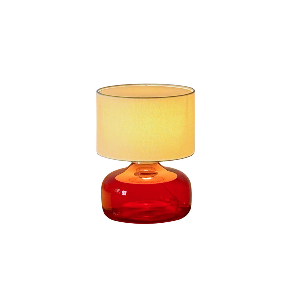 Glass Base Fabric Shade Table Lamp