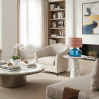 Glass Base Fabric Shade Table Lamp