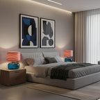 Glass Base Fabric Shade Table Lamp