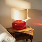 Glass Base Fabric Shade Table Lamp