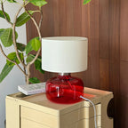 Glass Base Fabric Shade Table Lamp