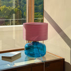 Glass Base Fabric Shade Table Lamp