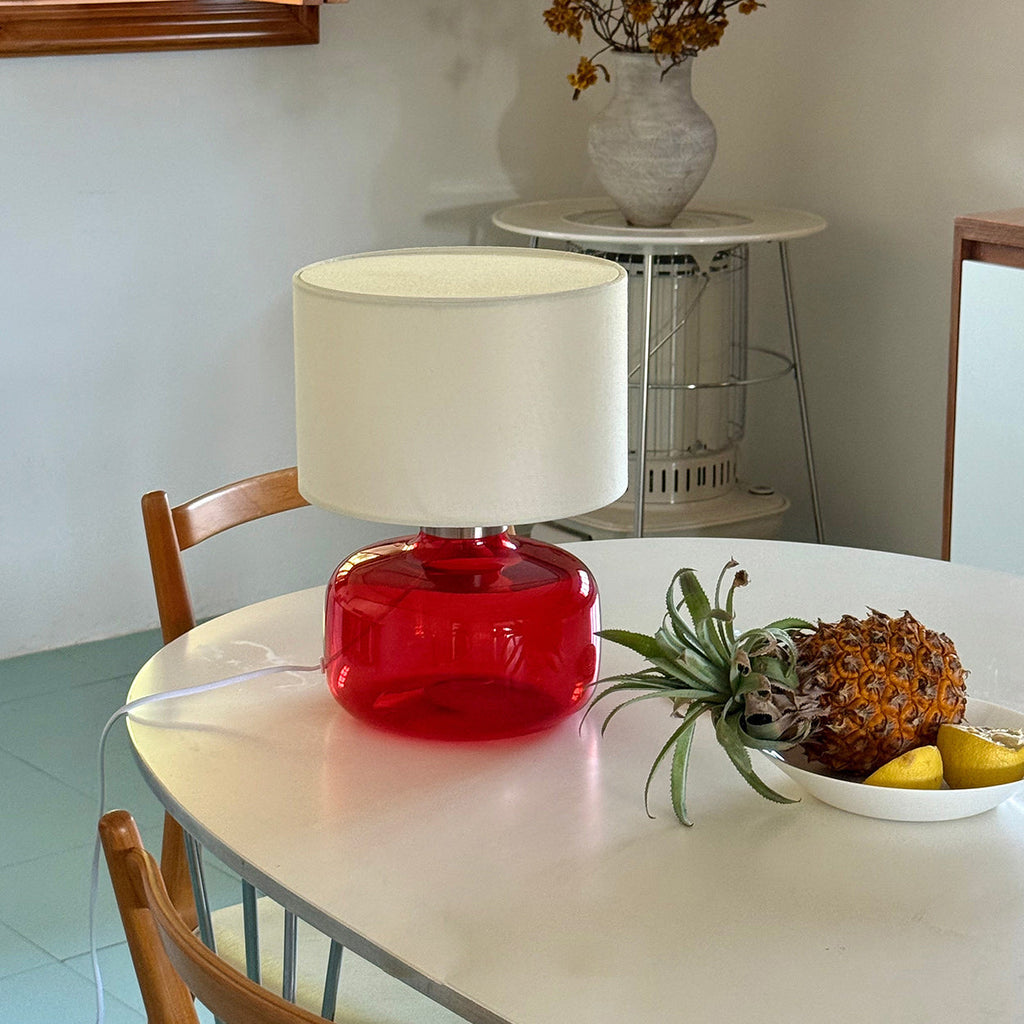 Glass Base Fabric Shade Table Lamp