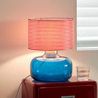 Glass Base Fabric Shade Table Lamp