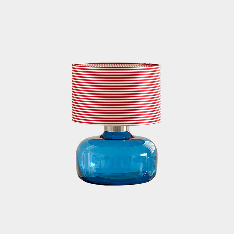Glass Base Fabric Shade Table Lamp