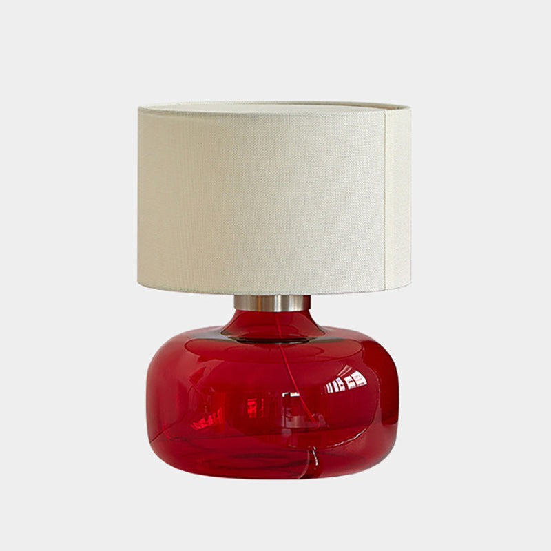 Glass Base Fabric Shade Table Lamp