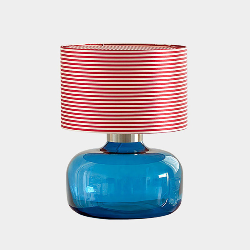 Glass Base Fabric Shade Table Lamp