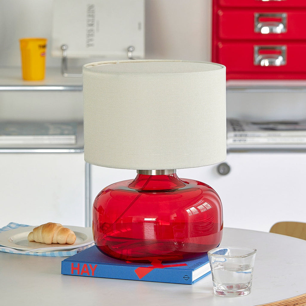 Glass Base Fabric Shade Table Lamp