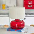 Glass Base Fabric Shade Table Lamp