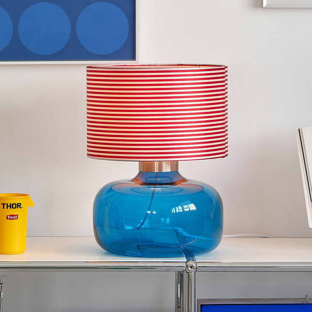 Glass Base Fabric Shade Table Lamp