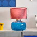 Glass Base Fabric Shade Table Lamp