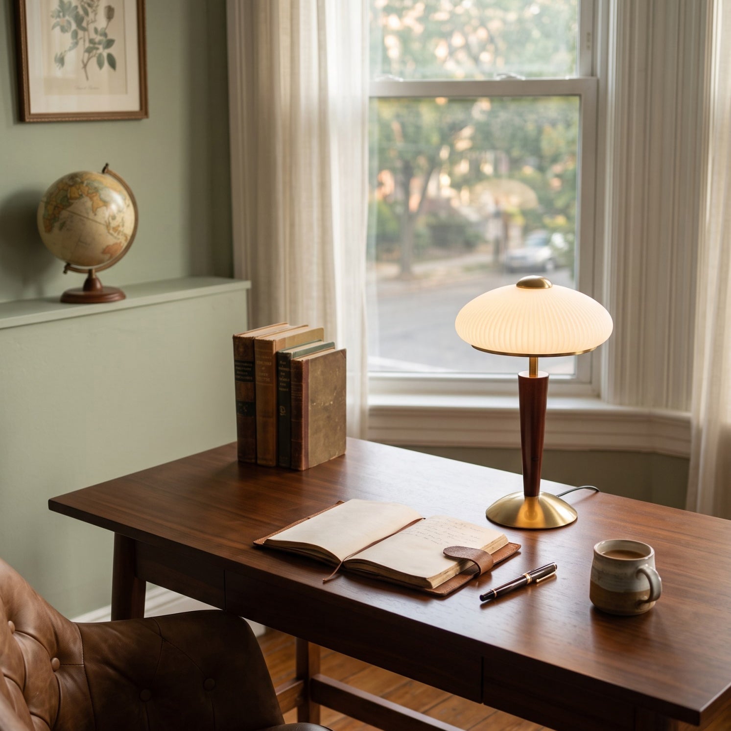Huxley Wood and Glass Dome Table Lamp