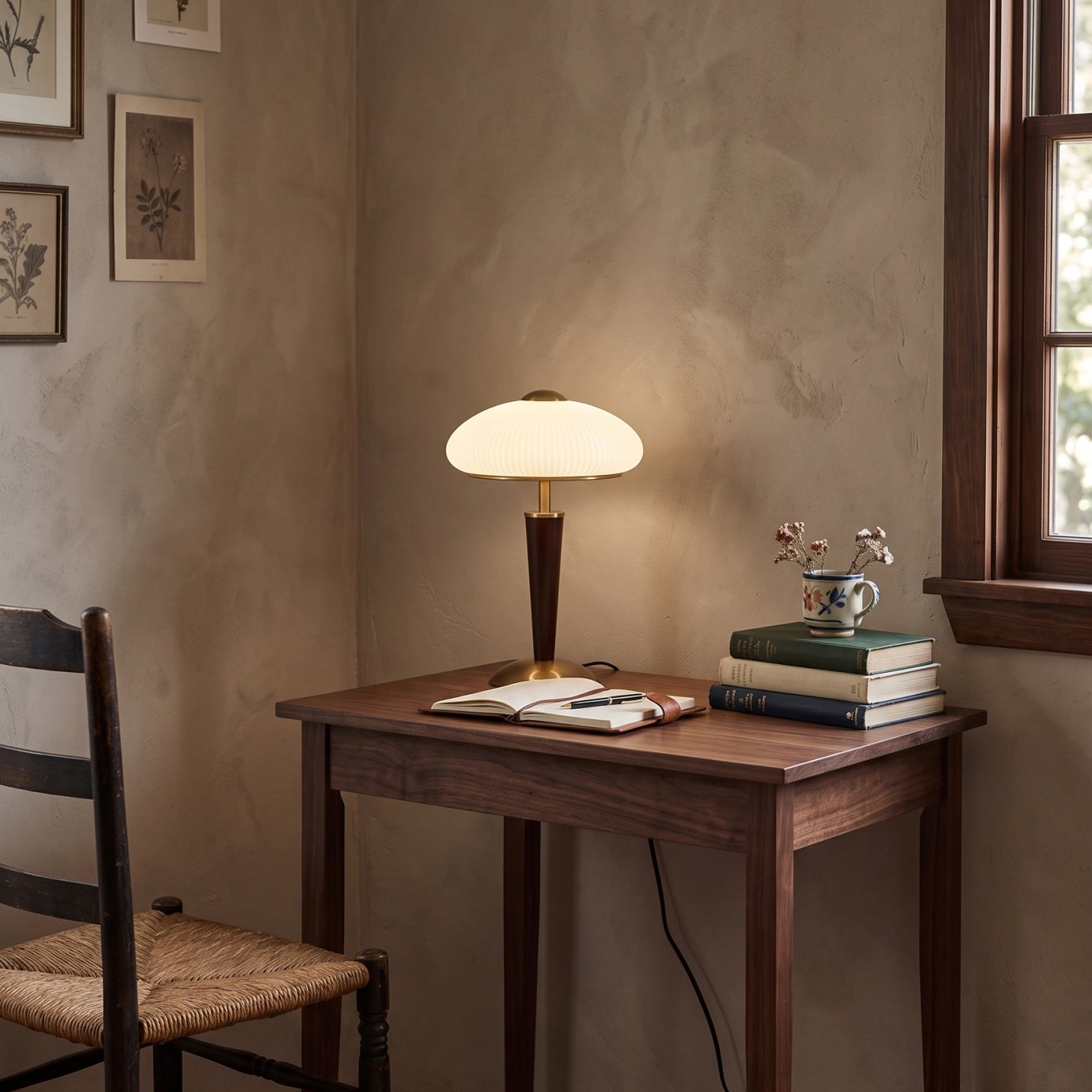 Huxley Wood and Glass Dome Table Lamp