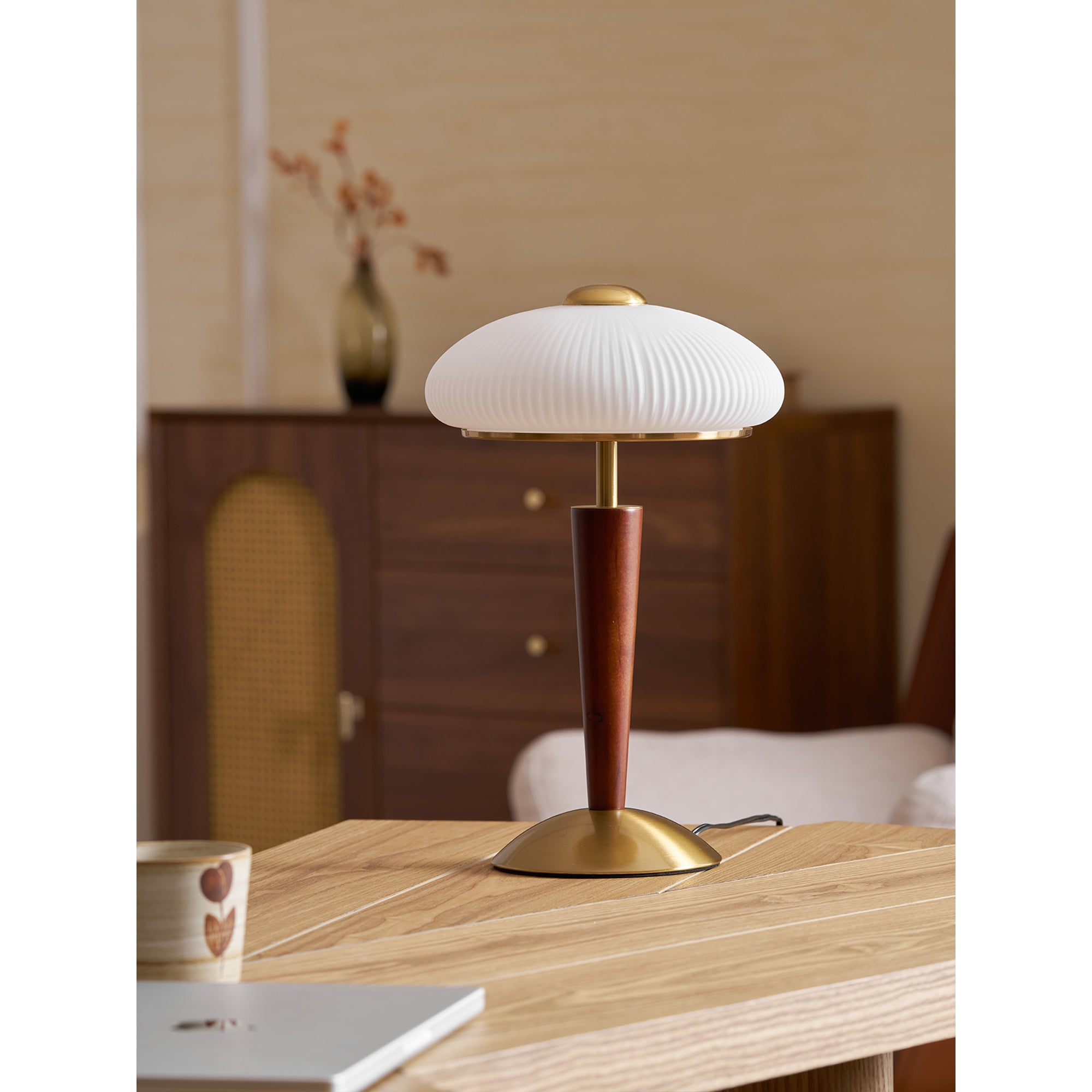 Huxley Wood and Glass Dome Table Lamp
