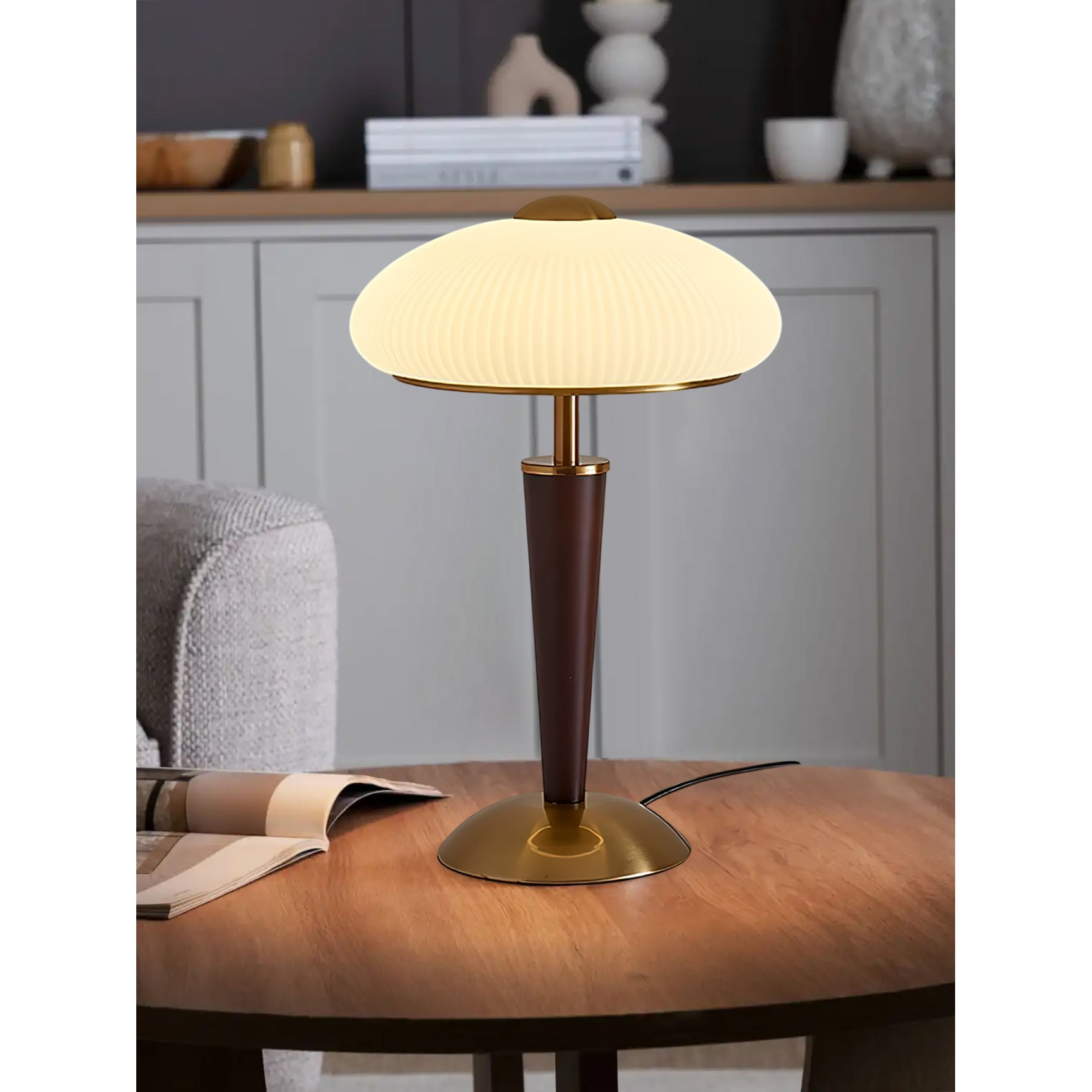 Huxley Wood and Glass Dome Table Lamp