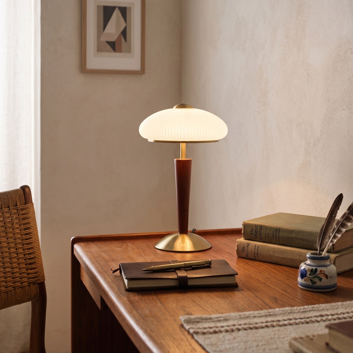 Huxley Wood and Glass Dome Table Lamp