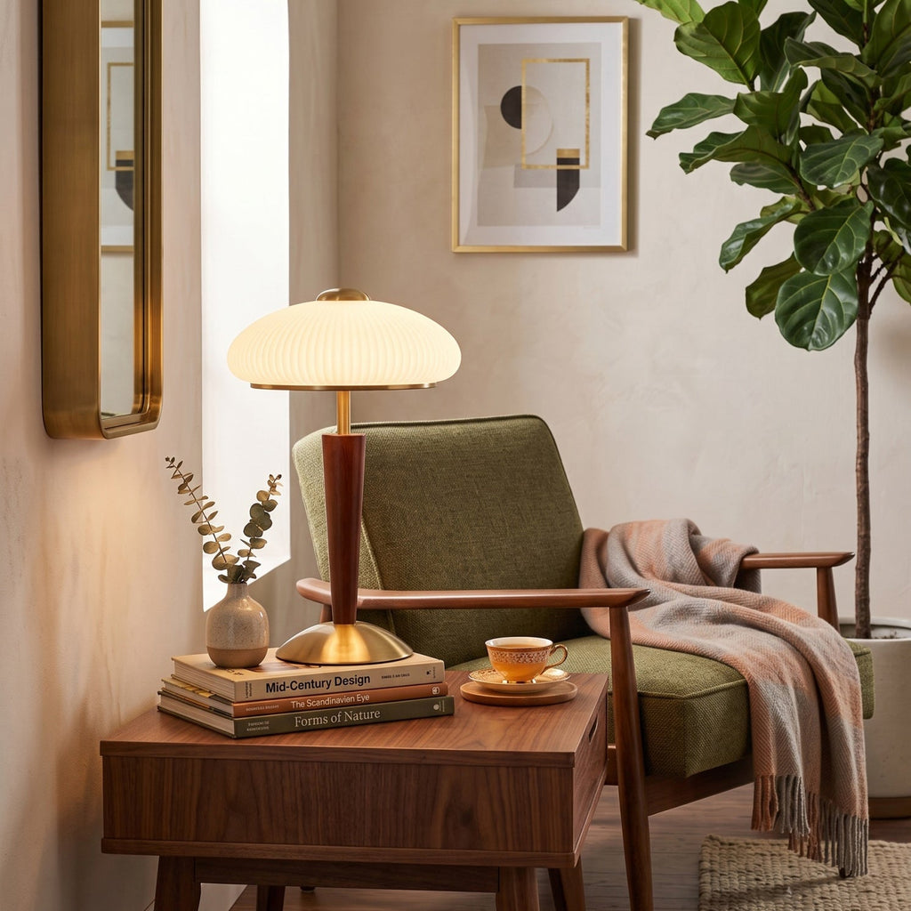 Huxley Wood and Glass Dome Table Lamp
