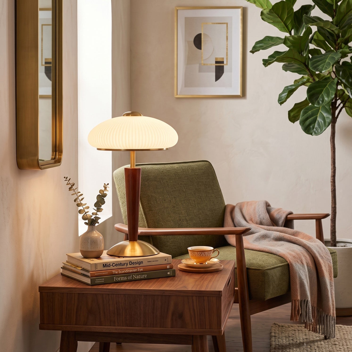 Huxley Wood and Glass Dome Table Lamp
