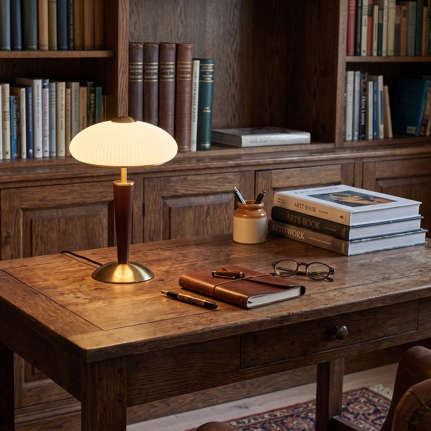 Huxley Wood and Glass Dome Table Lamp