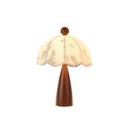 Scalloped Botanical Shade Wood Base Table Lamp