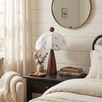 Scalloped Botanical Shade Wood Base Table Lamp