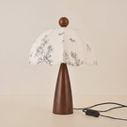 Scalloped Botanical Shade Wood Base Table Lamp