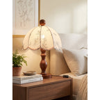 Scalloped Botanical Shade Wood Base Table Lamp