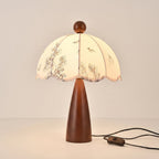Scalloped Botanical Shade Wood Base Table Lamp
