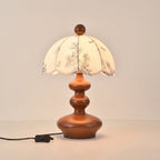 Scalloped Botanical Shade Wood Base Table Lamp