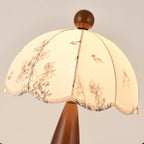 Scalloped Botanical Shade Wood Base Table Lamp