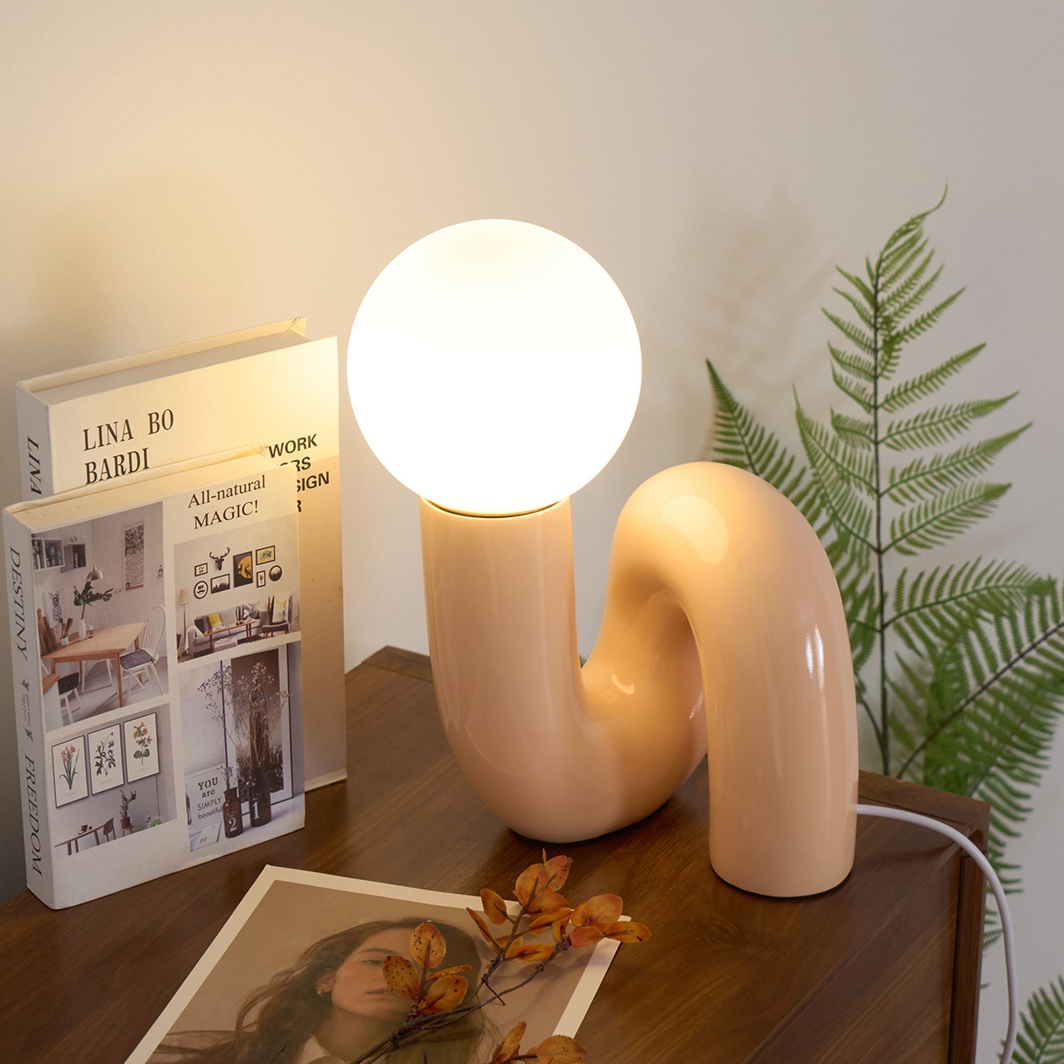N Shape Rounded Glass Table Lamp