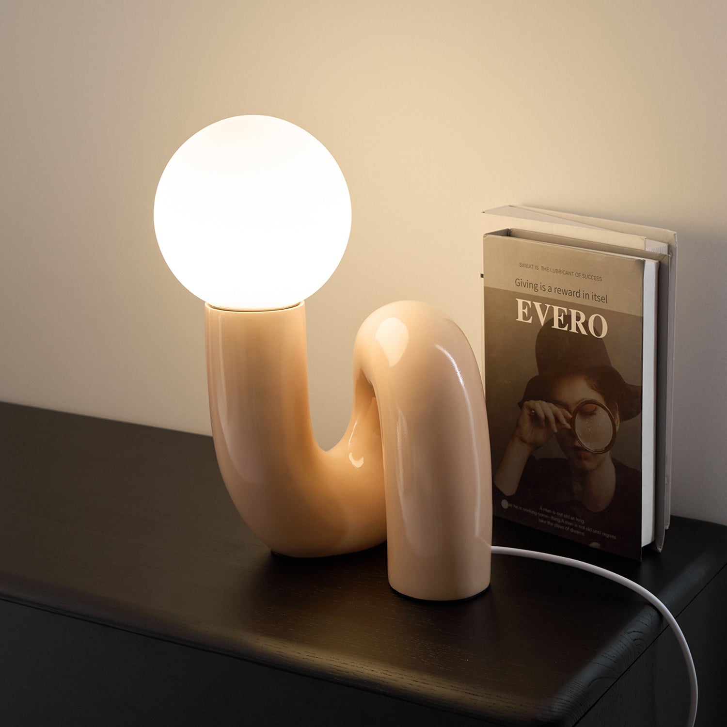 N Shape Rounded Glass Table Lamp