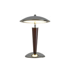Mirror-Chrome Dome Table Lamp with Wood Stem