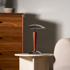 Mirror-Chrome Dome Table Lamp with Wood Stem