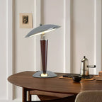 Mirror-Chrome Dome Table Lamp with Wood Stem