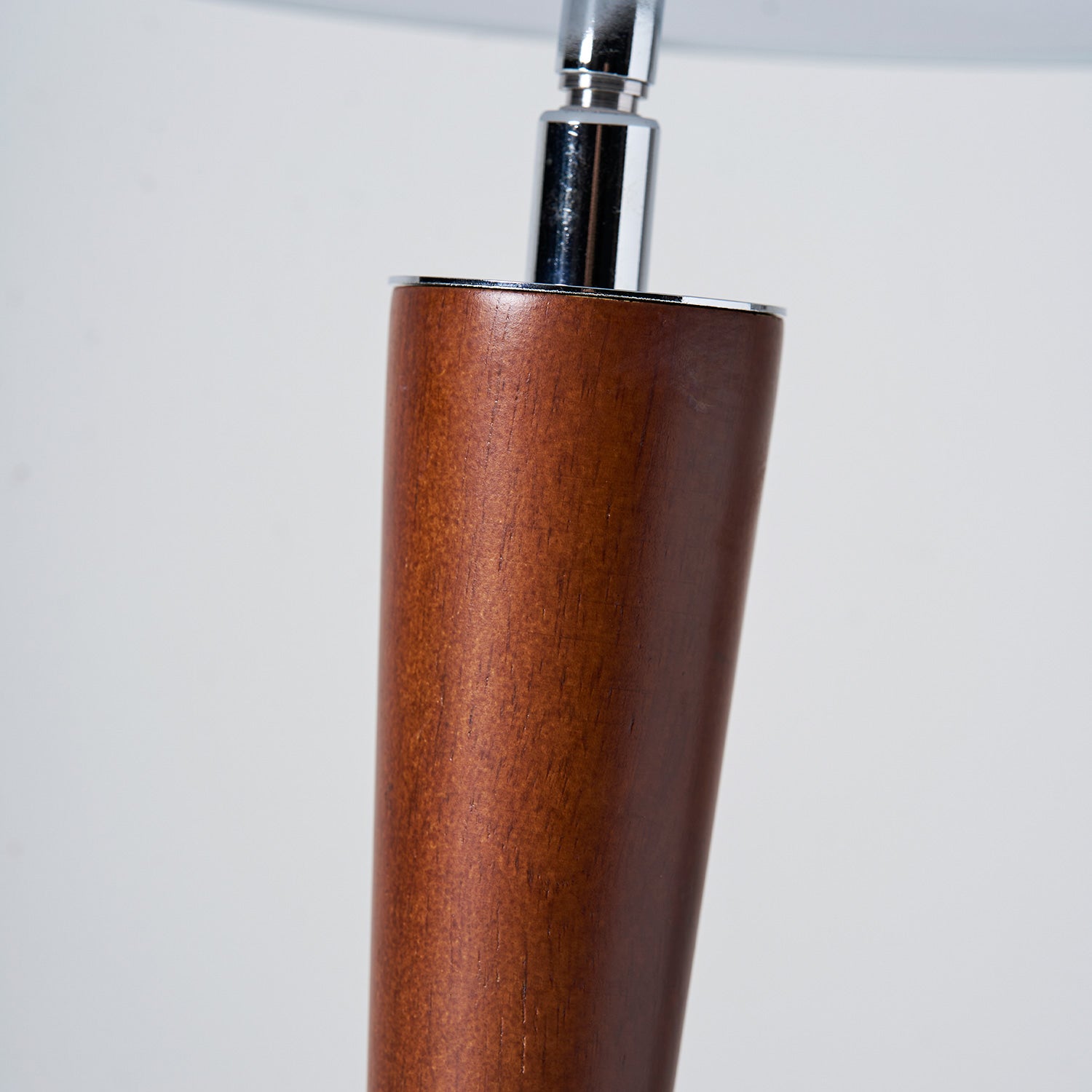 Mirror-Chrome Dome Table Lamp with Wood Stem