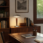 Mirror-Chrome Dome Table Lamp with Wood Stem