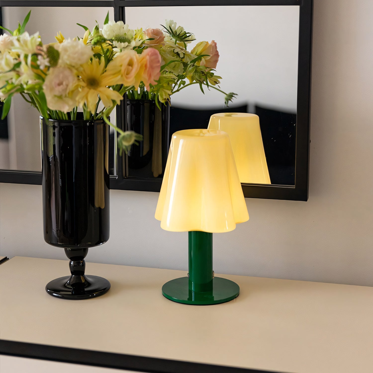 Pippa Fluted Glass Cordless Table Lamp