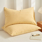 PlaidComfort: Checkered Pillowcase in Classic Design – Easy Care & Decorative for Living Areas (Set of 2)