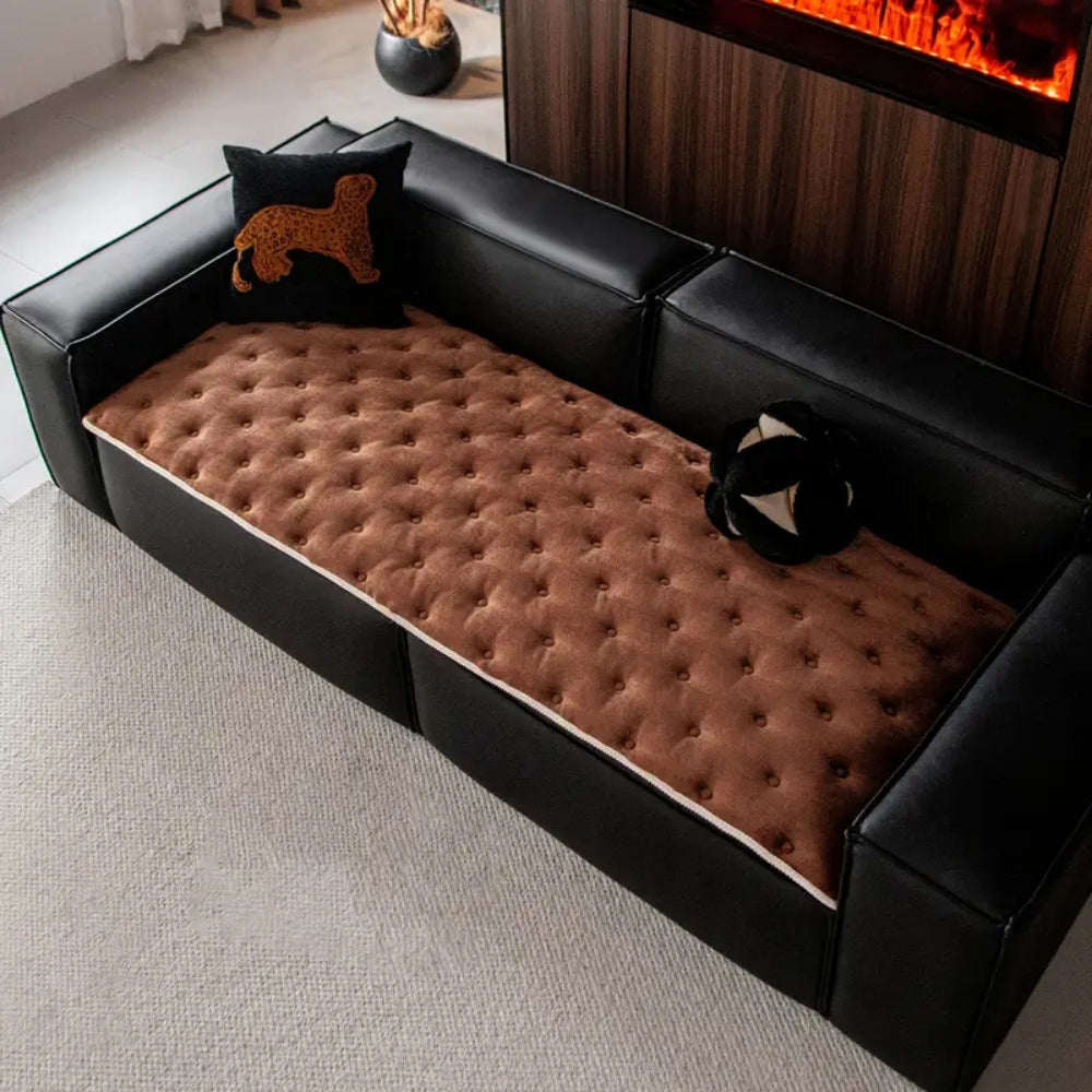 PlushElegance: Sofa Cover with Button Tufting & Soft Padding – for Living Room & Couch