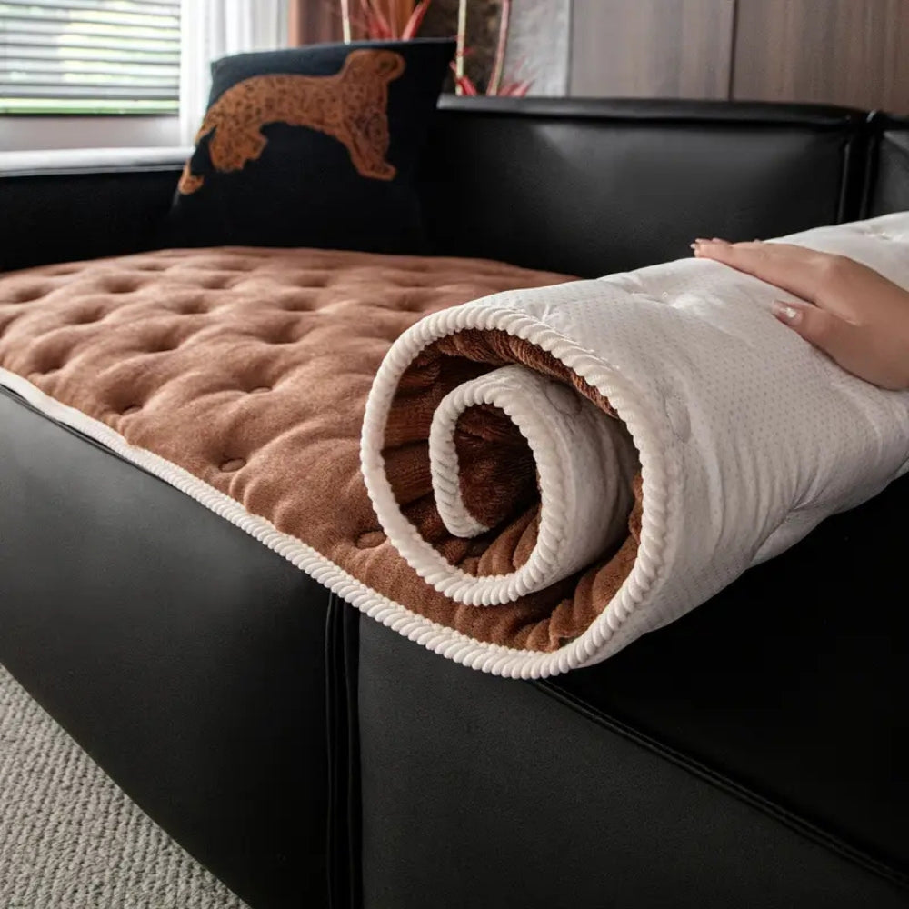 PlushElegance: Sofa Cover with Button Tufting & Soft Padding – for Living Room & Couch