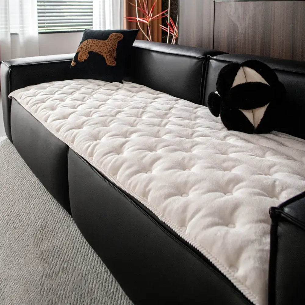 PlushElegance: Sofa Cover with Button Tufting & Soft Padding – for Living Room & Couch