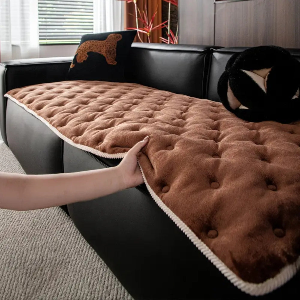 PlushElegance: Sofa Cover with Button Tufting & Soft Padding – for Living Room & Couch