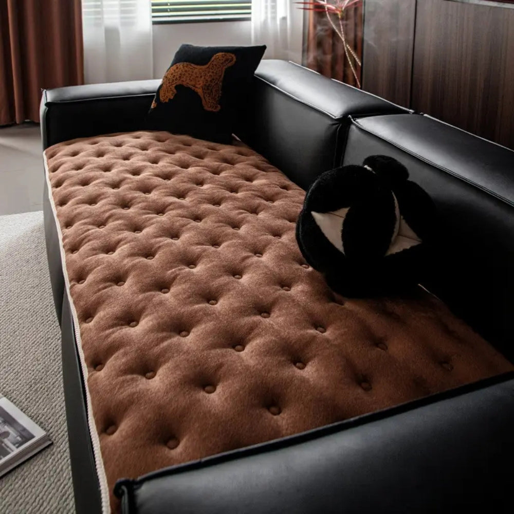 PlushElegance: Sofa Cover with Button Tufting & Soft Padding – for Living Room & Couch