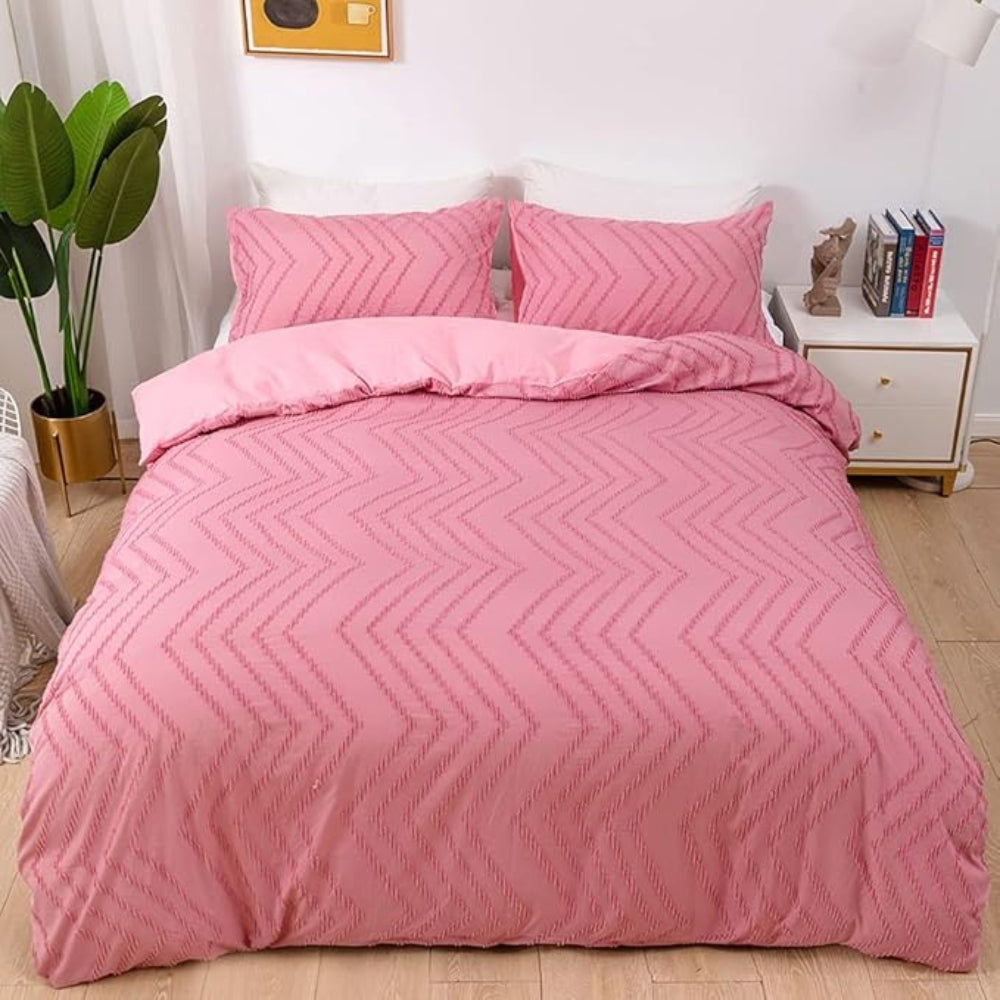 PlushLife: Luxurious Duvet Cover Set – Comfortable, Easy Care & Durable with Velvety Chevron Design